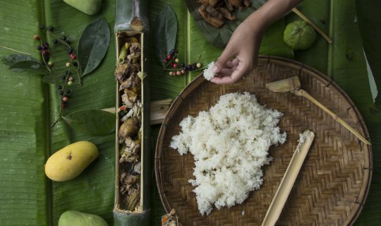 Cover Cooking in Bamboo...