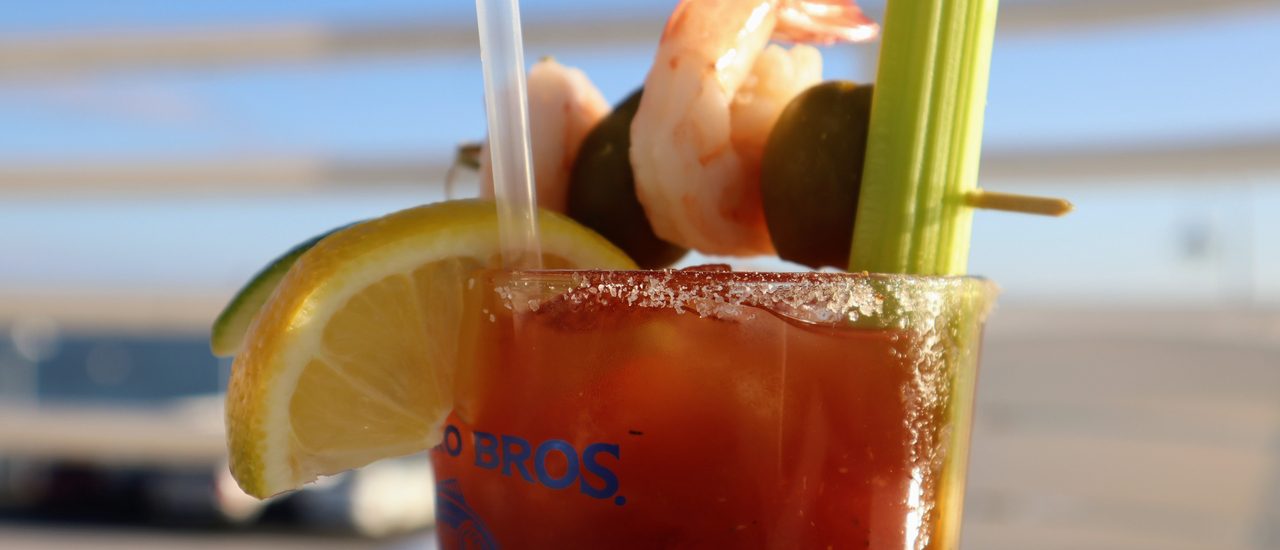 cover Shrimps and bacon in my Bloody Mary Cocktail