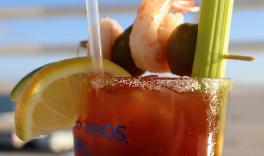 cover Shrimps and bacon in my Bloody Mary Cocktail