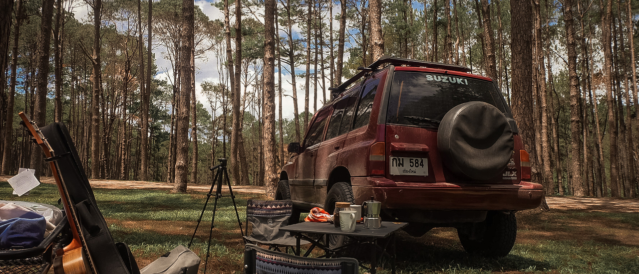 cover ขับ vitara ไปตั้งแคมป์ เล่นกีต้าร์พักผ่อน ณ สวนสนบ่อแก้ว เชียงใหม่