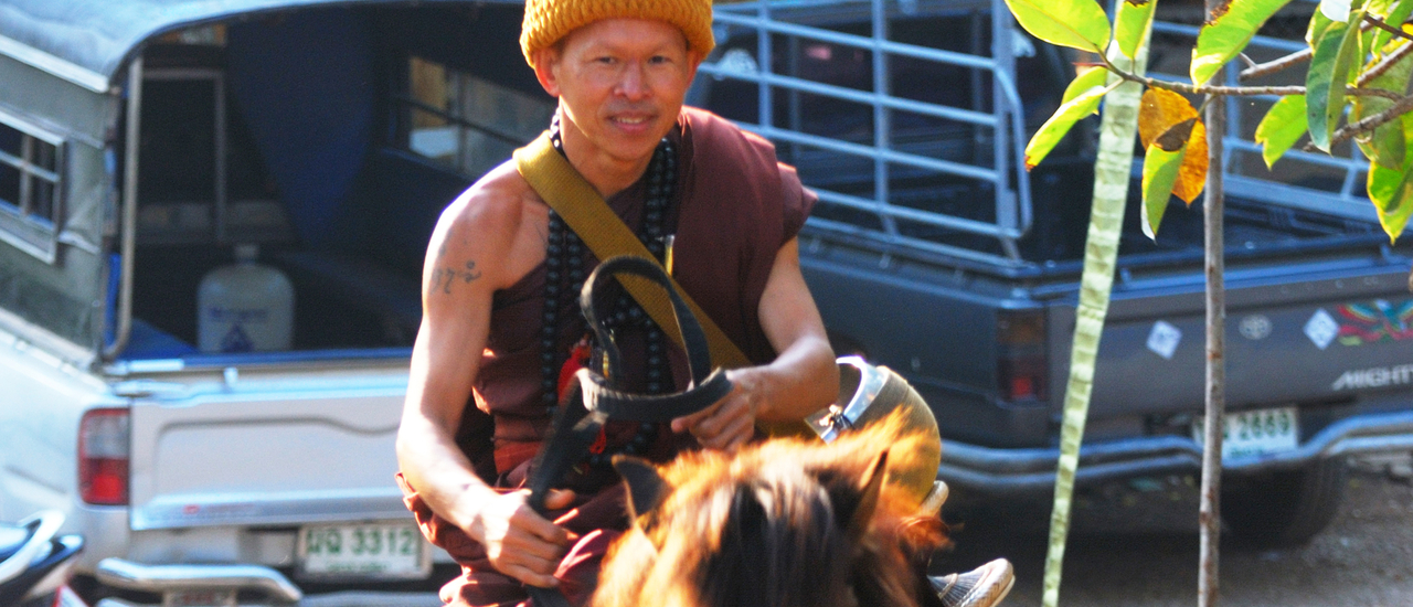 cover บิณฑบาตรพระขี่ม้าที่ วัดถ้ำป่าอาชาทอง เชียงราย