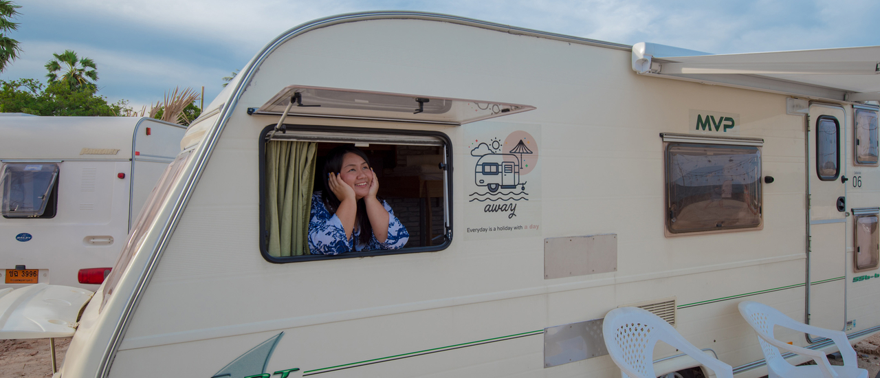 cover Away by a day : นอนรถบ้านริมทะเลหัวหิน