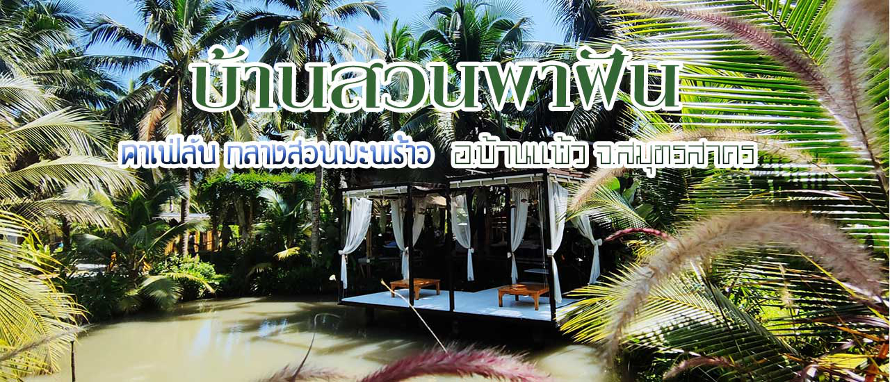 cover บ้านสวนพาฝัน..คาเฟ่ลับ กลางสวนมะพร้าว...จากฝันเล็กๆ ที่กลายสถานที่ท่องเที่ยวขึ้นชื่อของ อ.บ้านแพ้ว จ.สมุทรสาคร