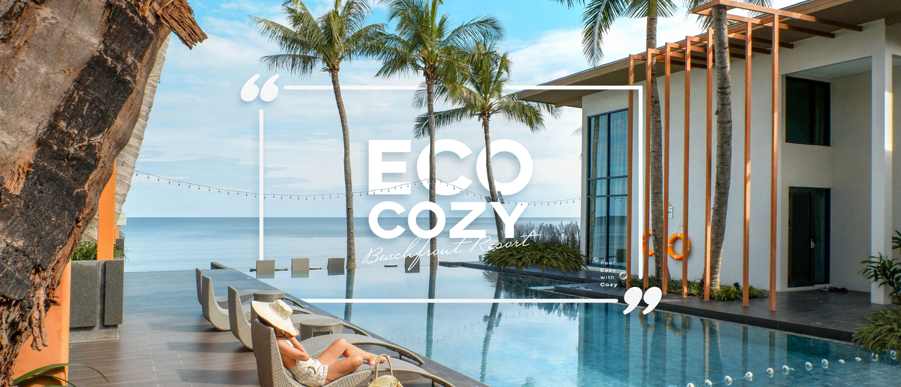 cover 𝙀𝙘𝙤 𝘾𝙤𝙯𝙮 𝘽𝙚𝙖𝙘𝙝𝙛𝙧𝙤𝙣𝙩 𝙍𝙚𝙨𝙤𝙧𝙩 ✕ แพดเดิลบอร์ดริมหาด บรรยากาศอันสุนทรีย์ ที่ อีโค่ โคซี่ บีชฟร้อน รีสอร์ท ชะอำ