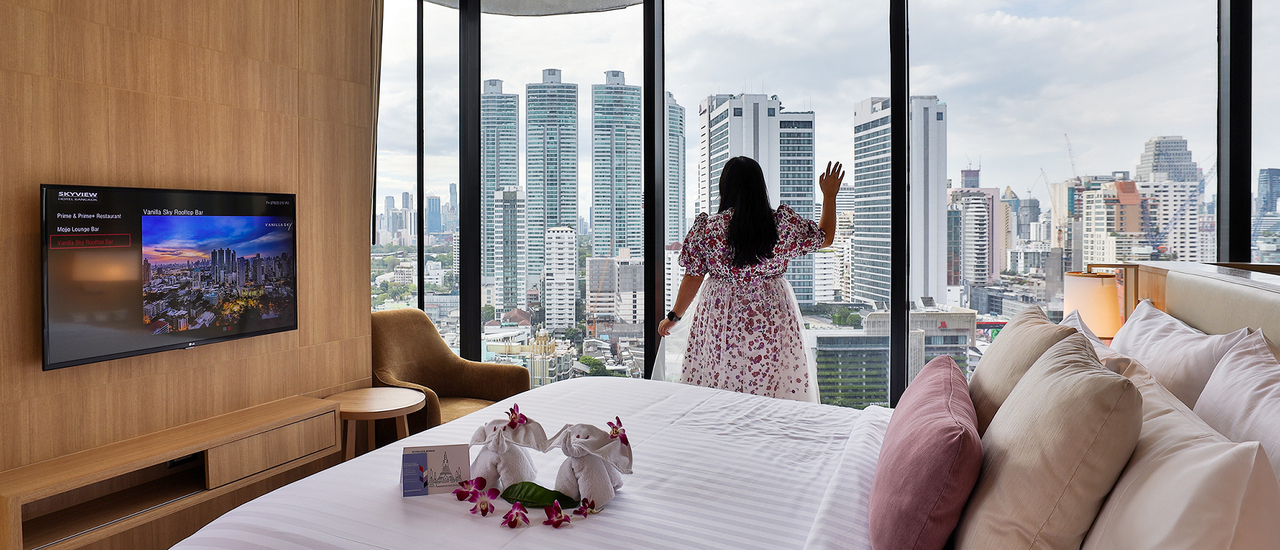 cover SKYVIEW Hotel Bangkok โรงแรมใจกลางกรุงเทพ วิวสวย บรรยากาศดี 🏙🍸