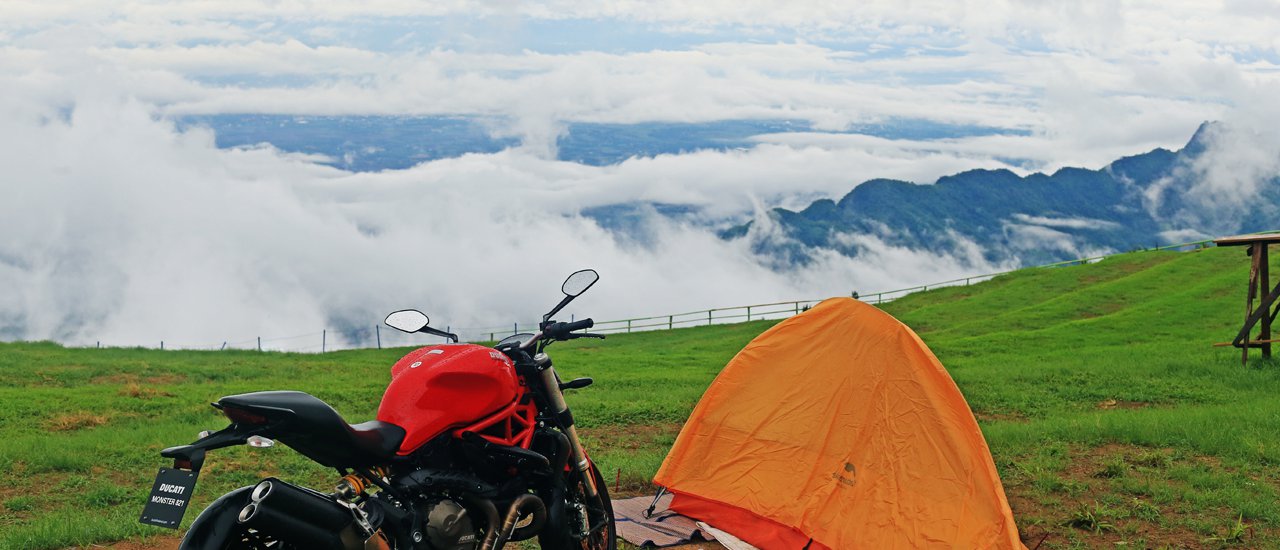 cover .....Camping at Phu Tab Berk with Ducati monster821...