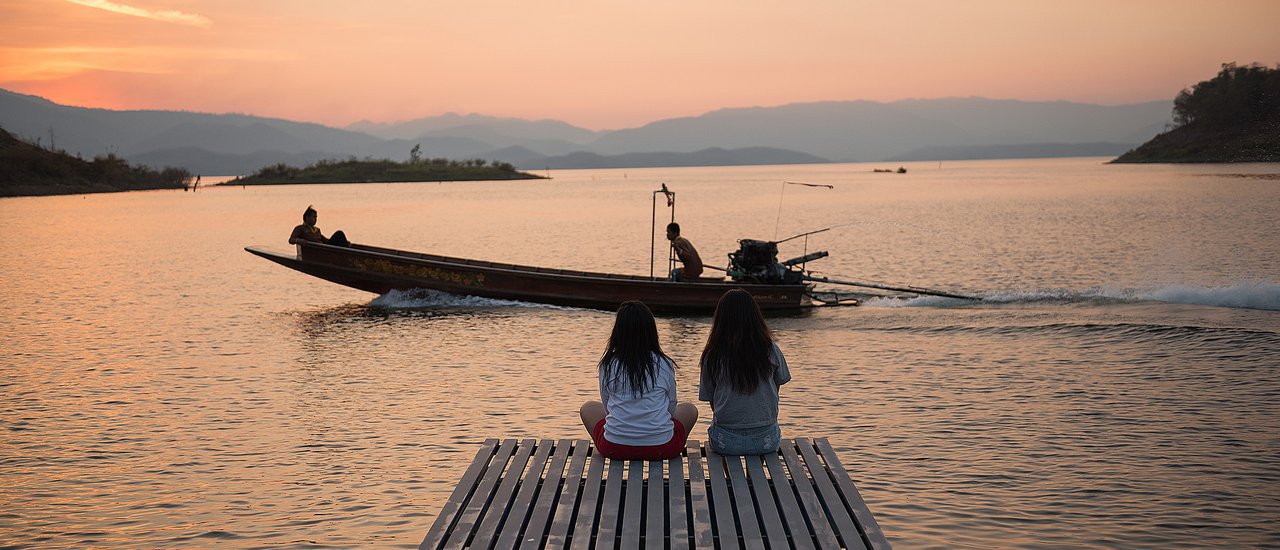 cover Floating on the water, waiting for you at the raft by the water "Phu Phai Lake Resort" Kanchanaburi.