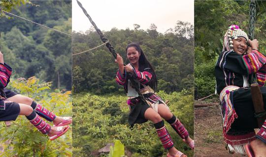 Cover This is a great place to relax: The swing at the Akha village of Hua...