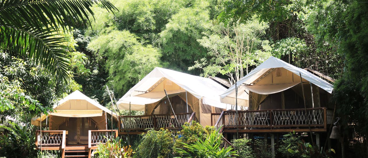 cover Let's go glamping in an air-conditioned tent with a view of the River Kwai at Hin Tok River Camp!