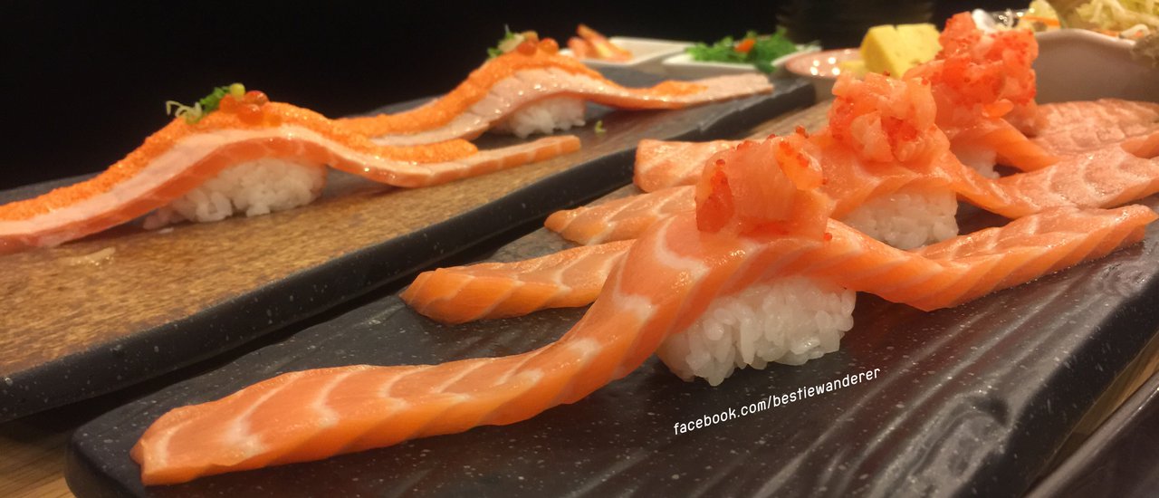 cover 89 Baht for authentic long-tail sushi with short-grain rice... Salmon lovers, don't miss out! 🍣