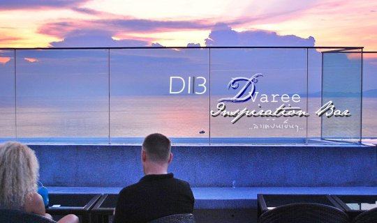 cover Sip a cool drink while watching the sunset from the 38th floor of the DIB D Varee Inspiration Bar at the D Varee Jomtien Beach Hotel in Pattaya.
