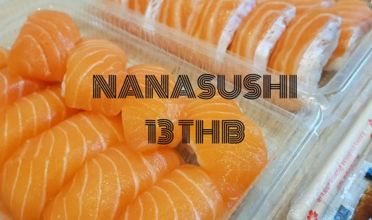 cover Sushi lovers, don't miss out! "Salmon Sushi" at only 13 baht per piece, quality beyond the price!!! 🍣