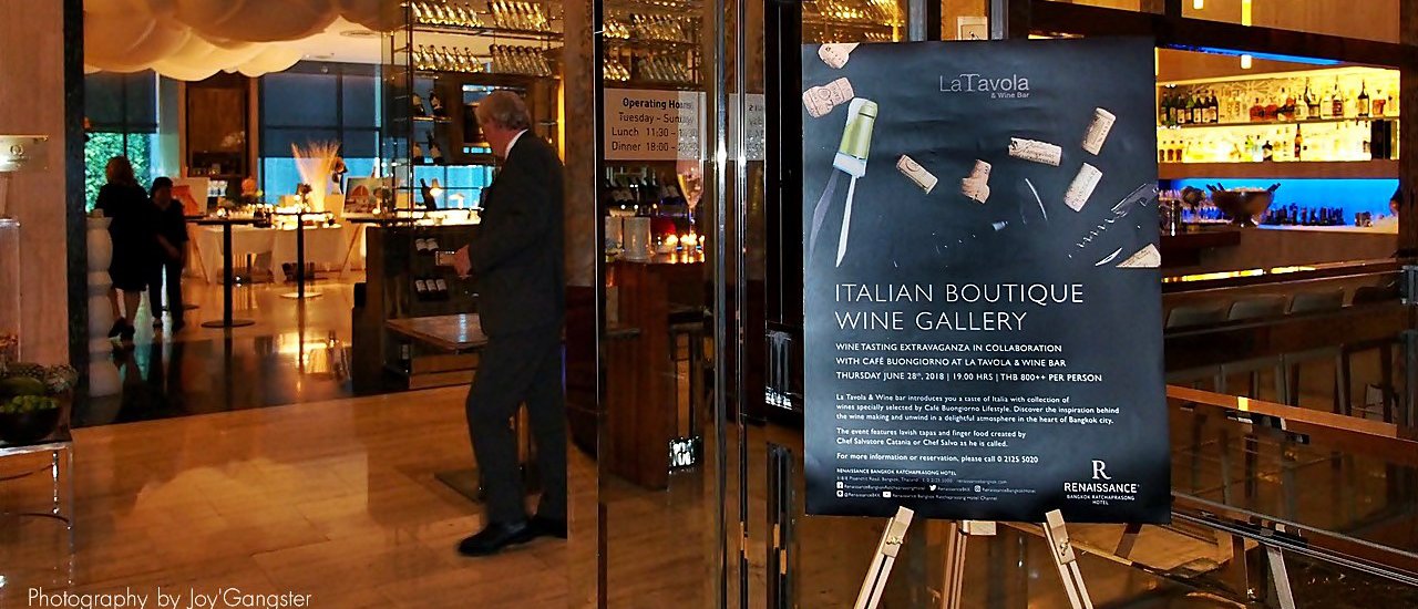 cover WINE TASTING: ITALIAN BOUTIQUE WINE GALLERY AT RENAISSANCE BANGKOK RATCHAPRASONG HOTEL