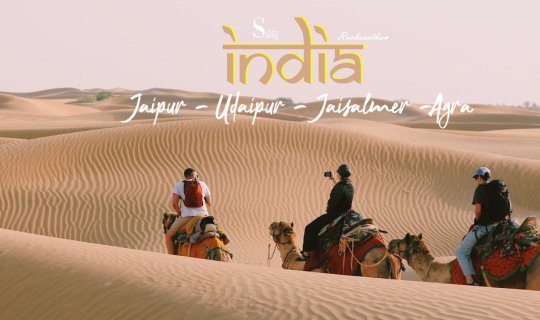 cover A comprehensive review of the four must-visit cities in India: Jaipur, Udaipur, Jaisalmer, and Agra.