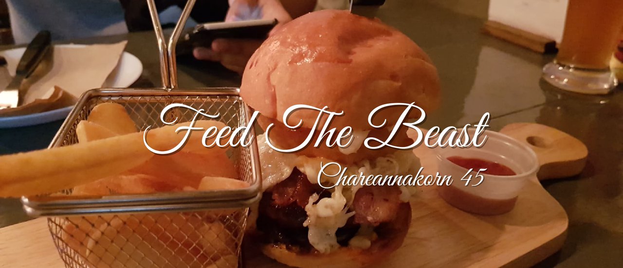 cover "FEED THE BEAST"
"Please, Feed me burger."