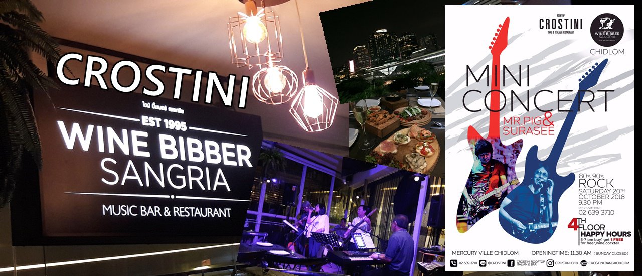 cover Crostini & Wine Bibber Sangria Music Bar & Restaurant with a Surasee Ithikul Concert on Saturday, October 20th.