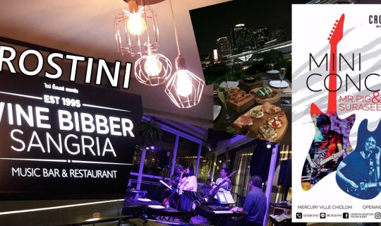 cover Crostini & Wine Bibber Sangria Music Bar & Restaurant with a Surasee Ithikul Concert on Saturday, October 20th.