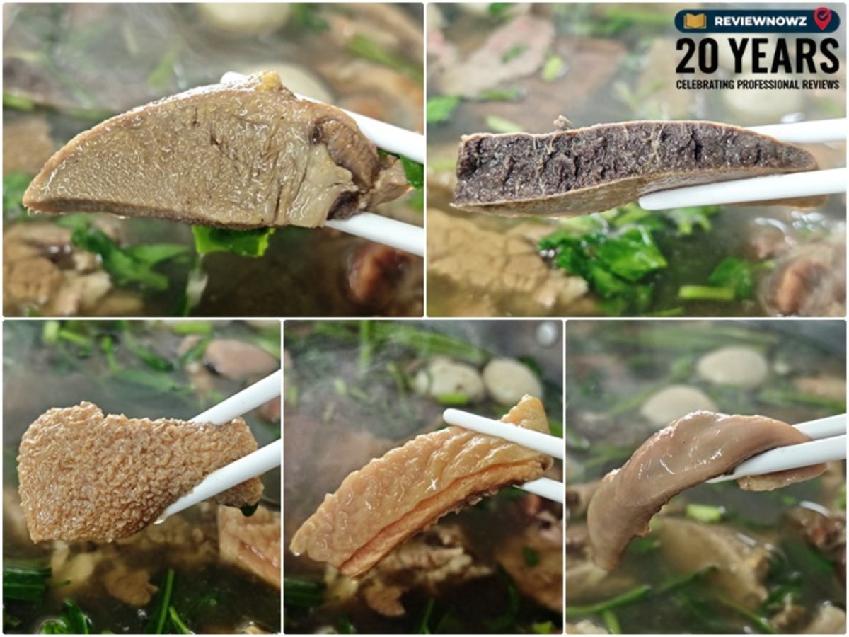รวมเครื่องในเนื้อวัวคุณภาพ ร้านเนื้อตุ๋นน้ำแดง 5 ดาว ได้แก่ ลิ้นวัวชิ้นหนา ม้าม ผ้าขี้ริ้ว ขอบกระด้ง และไส้อ่อน ReviewNowz