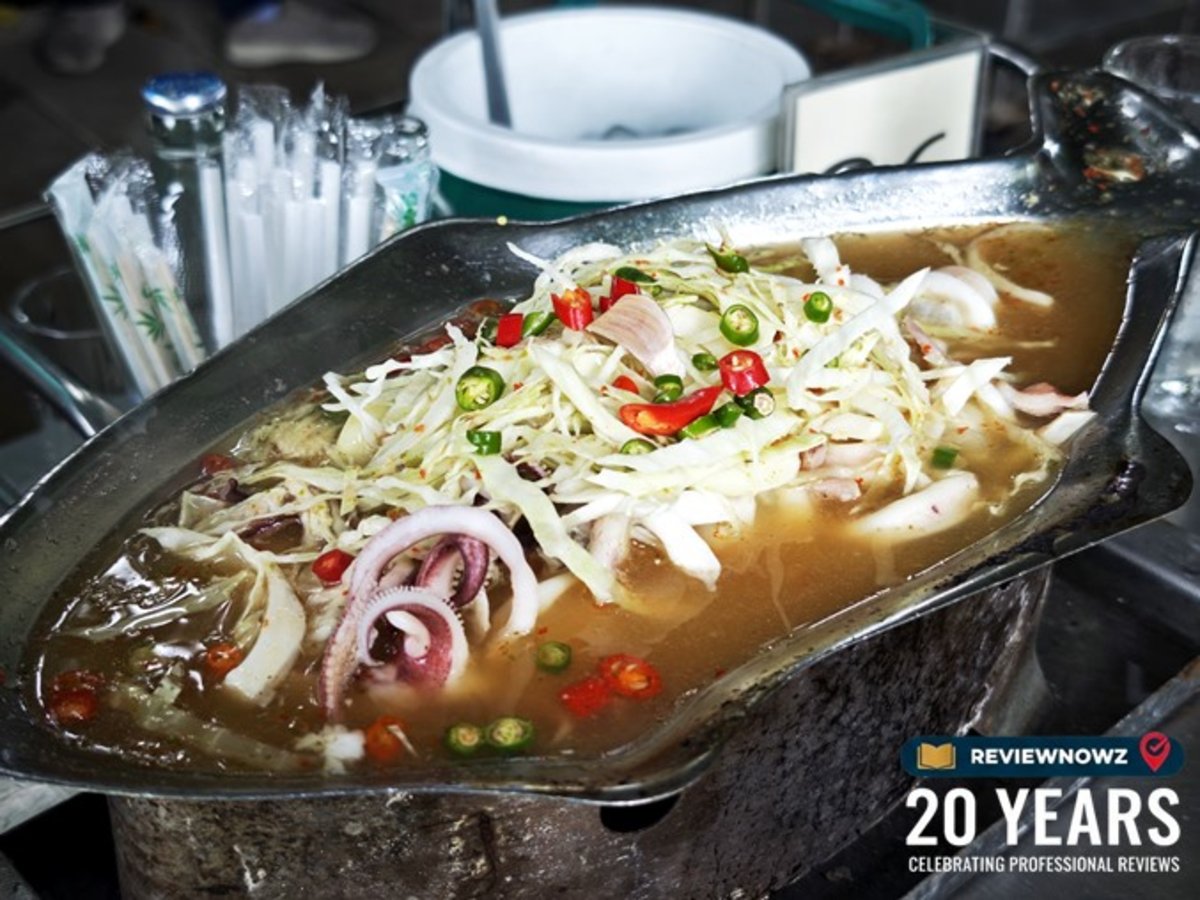 ปลาหมึกไข่นึ่งมะนาวหม้อไฟร้อนๆ ราดน้ำซุปพริกกระเทียมกะหล่ำปลี ร้านเรืองฤทธิ์ ซีฟู้ด บางขุนเทียน-ชายทะเล ReviewNowz