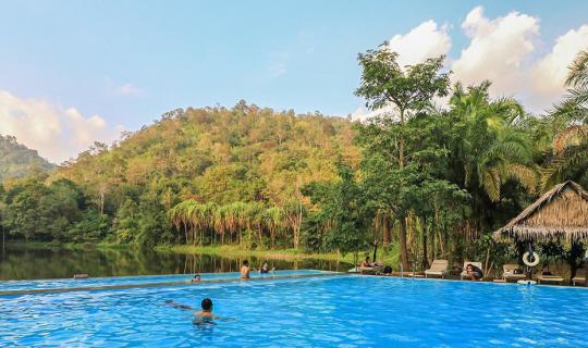 cover Lay down in hot spring and enjoying the adventure @ Home Phutoey, Kanchanaburi